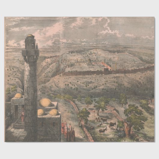 Old Jerusalem Israel Map (1853)  ラッピングペーパー (フラット)