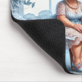 Old Lady Cooling Off In Front of an Old Fan マウスパッド (コーナー)