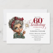 Old Lady Funny 60th Birthday Invite Party Card 招待状 (正面)