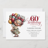 Old Lady Humor 60th Birthday Invitation Template 招待状 (正面)