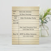 Old Library Card 94th Birthday Party 招待状 (スタンド正面)