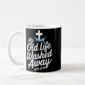 Old Life Washed Water Baptism Bible Verse Christia コーヒーマグカップ (左)