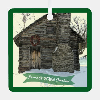 "OLD LOG CABIN IN SNOW" CHRISTMAS ORNAMENT メタルオーナメント