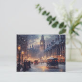 Old London Christmas with Snowy Streets シーズンポストカード (スタンド正面)