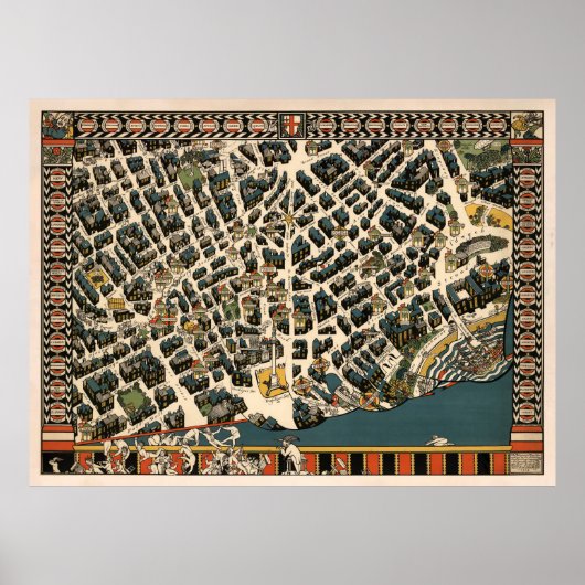 Old London England Map (1915)ヴィンテージ英国の首都 ポスター (正面)