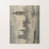 Old London in the Mist Japanese Woodblock Print ジグソーパズル (縦)