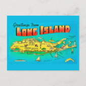 Old Long Island Illustrated Map Postcard ポストカード (正面)