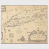 Old Long Island NY Map (1925) ラッピングペーパー (フラット)