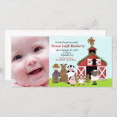 Old MacDonald Farm 8x4 Photo Birth Announcement 案内状 (正面/裏面)