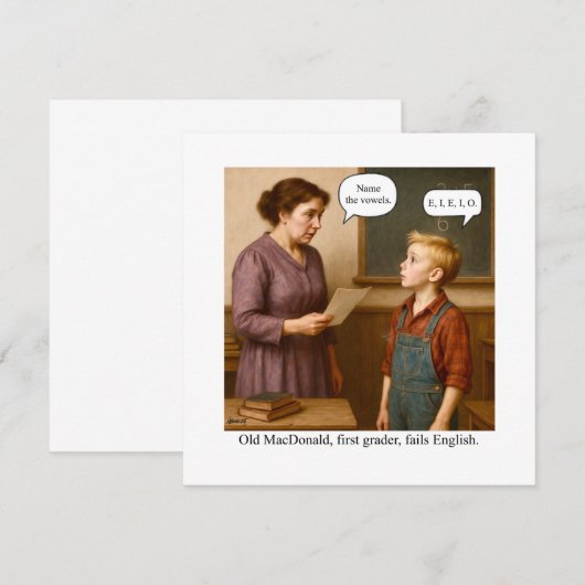 Old MacDonald, first grader, fails English. 招待状 (正面/裏面)