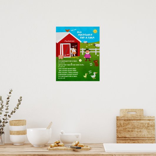 Old MacDonald Nursery Rhyme Classroom Poster ポスター (キッチン)