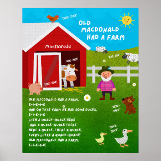 Old MacDonald Nursery Rhyme Classroom Poster ポスター