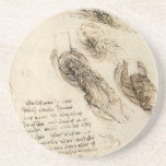 Old Man and Water Sketch by Leonardo da Vinci コースター<br><div class="desc">Studies of an old man and the action of water (c. 1513) by artist Leonardo da Vinci (1452-1519) is a vintage Renaissance Era fine art self portrait painting. A drawing featuring Leonardo as an old man with a beard and several views of how water flows. Sketch from one of Leonardo...</div>
