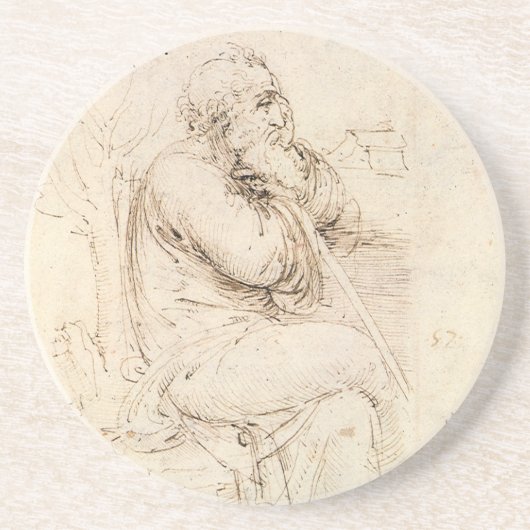 Old Man and Water Sketch by Leonardo da Vinci コースター (正面)
