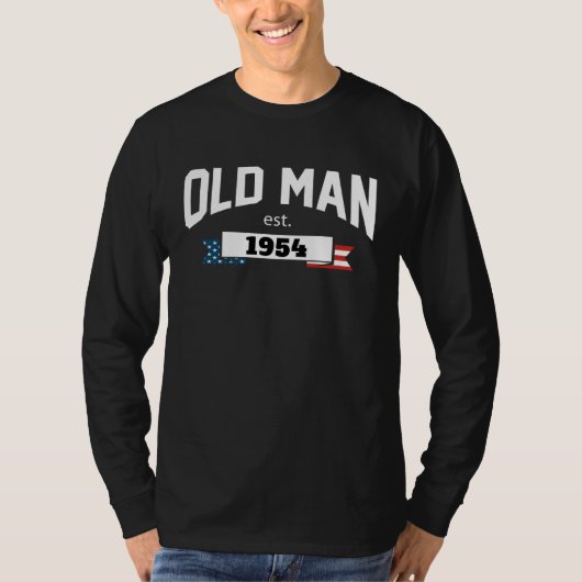 Old Man Est 1954 Patriotic  Fathers Day Tシャツ (正面)