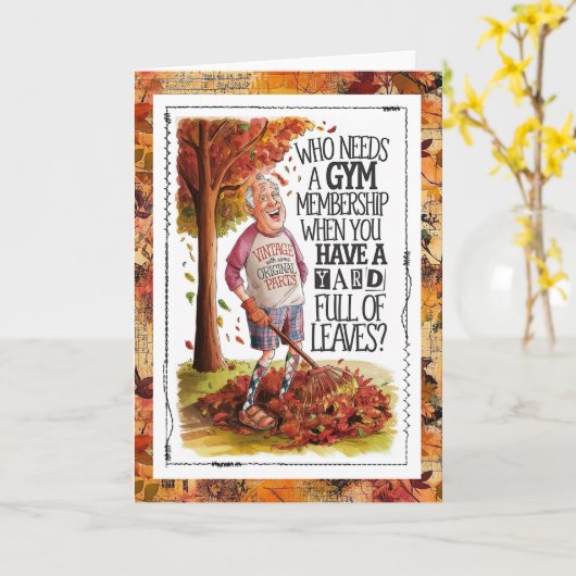 Old Man Fall Humor Health Fitness カード (黄色い花)