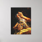 Old Man Hourglass Time Slipping Away Impasto キャンバスプリント (正面)