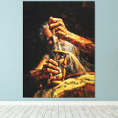 Old Man Hourglass Time Slipping Away Impasto キャンバスプリント (インサイチュ (ウッドフロア))
