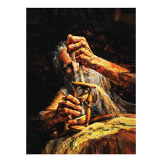 Old Man Hourglass Time Slipping Away Impasto フォトプリント
