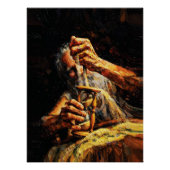 Old Man Hourglass Time Slipping Away Impasto ポスター (正面)
