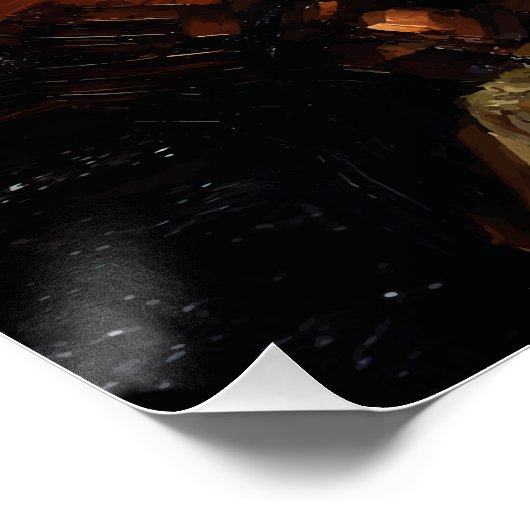 Old Man Hourglass Time Slipping Away Impasto ポスター (コーナー)