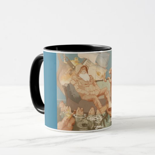 Old Man Nautical Illustration マグカップ (正面左)