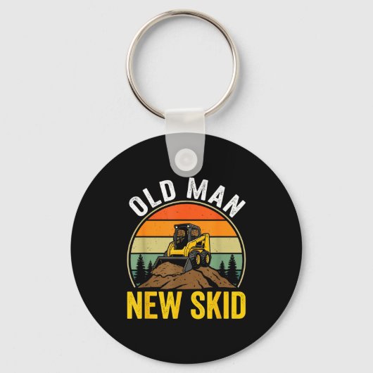 Old Man New Skid Funny Skid Steer Operator キーホルダー (正面)