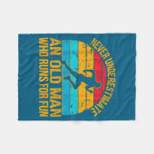 Old Man Running Humor Fitness Lover Funny Senior R フリースブランケット (正面(横))