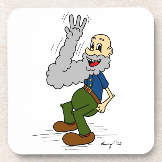 Old Man Waving Beard Coasters - Set of 6 コースター (正面)