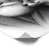 Old Man with Fox Classic Black & White Pencil Art ポスター (角)