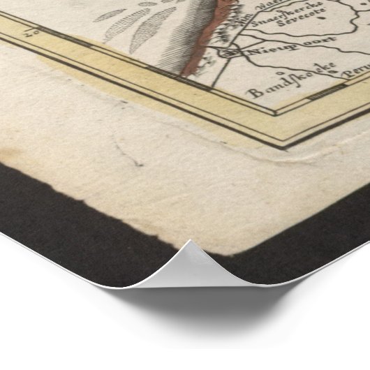 Old Map of Belgium and Netherlands from 1702-1707 ポスター (角)