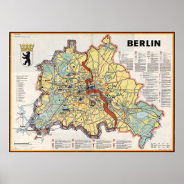 Old Map of Berlin 1961, Cold War Era Print ポスター