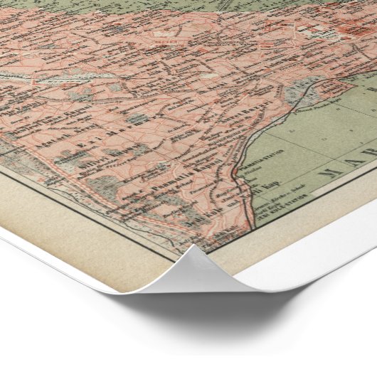 Old Map of Constantinople ポスター (角)