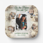 Old Map Oh, The Places You'll Go Graduation Party ペーパープレート (正面)