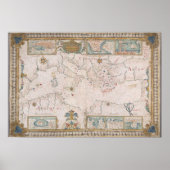 Old Mediterranean sea map ポスター (正面)