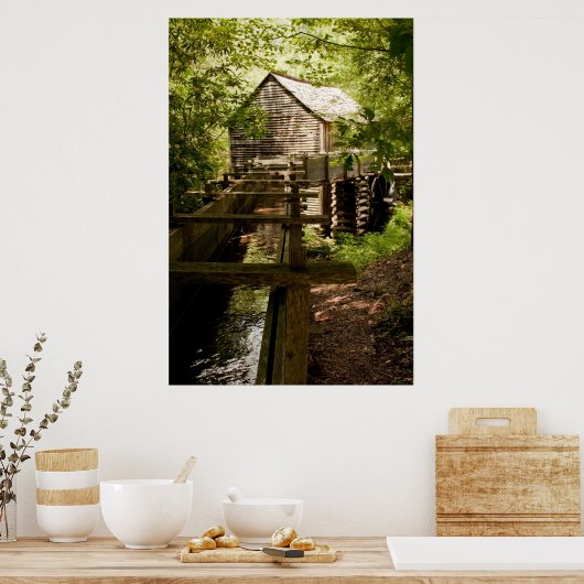 Old Mill and Waterwheel Poster ポスター (キッチン)
