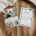 Old Moneyのサンキューカード写真のコラージュ サンキューカード<br><div class="desc">のエレガントサンキューカード用の手書き結婚フォトカード写真パーソナライズされたと名前と日付フレピック撮影</div>