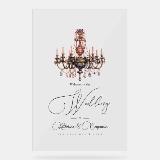 Old Money美学シャンデリア結婚の歓迎 アクリルサイン (正面)