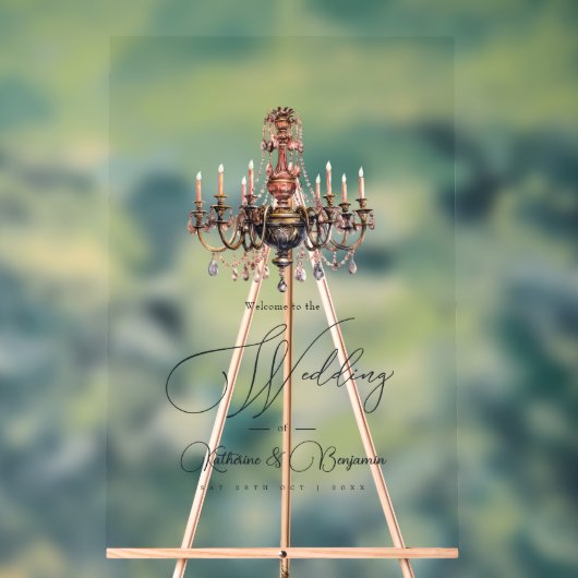 Old Money美学シャンデリア結婚の歓迎 アクリルサイン (ニュートラル)