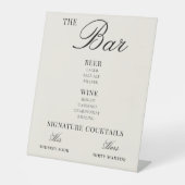 Old Money Aesthetic Luxury Wedding Bar Drinks Menu 台座サイン (正面)