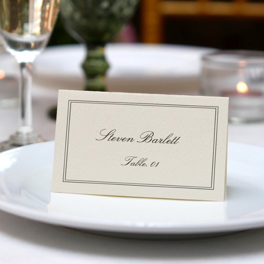Old Money Black and Cream Wedding Place Card DIY 招待状
