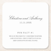 Old Money Black and White Fun Facts Wedding スクエアペーパーコースター (正面)