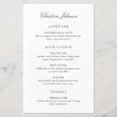 Old Money Black and White Guest Name Wedding Menu (正面)