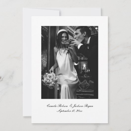 Old Money Black and White Wedding  招待状 (裏面)