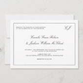 Old Money Black and White Wedding  招待状 (正面)