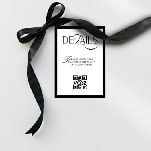 Old Money Black and White Wedding Details エンクロージャーカード