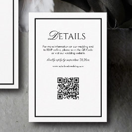 Old Money Black and White Wedding Details Qr Code エンクロージャーカード
