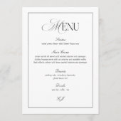 Old Money Black and White Wedding Menu Card 招待状 (正面)