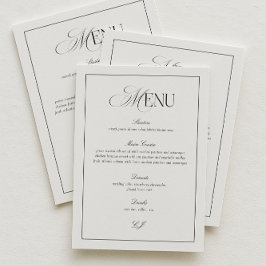 Old Money Black and White Wedding Menu Card 招待状