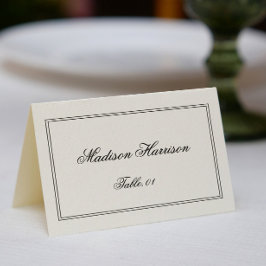 Old Money Black and White Wedding Place Card DIY 招待状